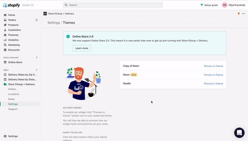 Opening theme preview in incognito window