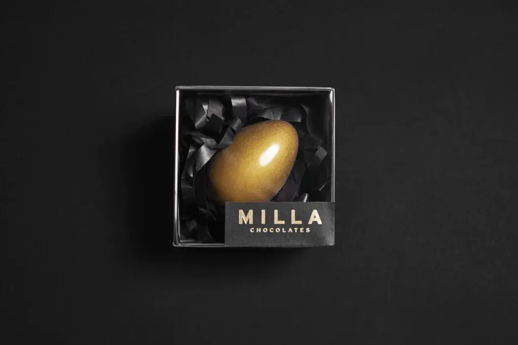 Small Golden Demi Easter Egg With Raspberry/Hazelnut Praliné $27