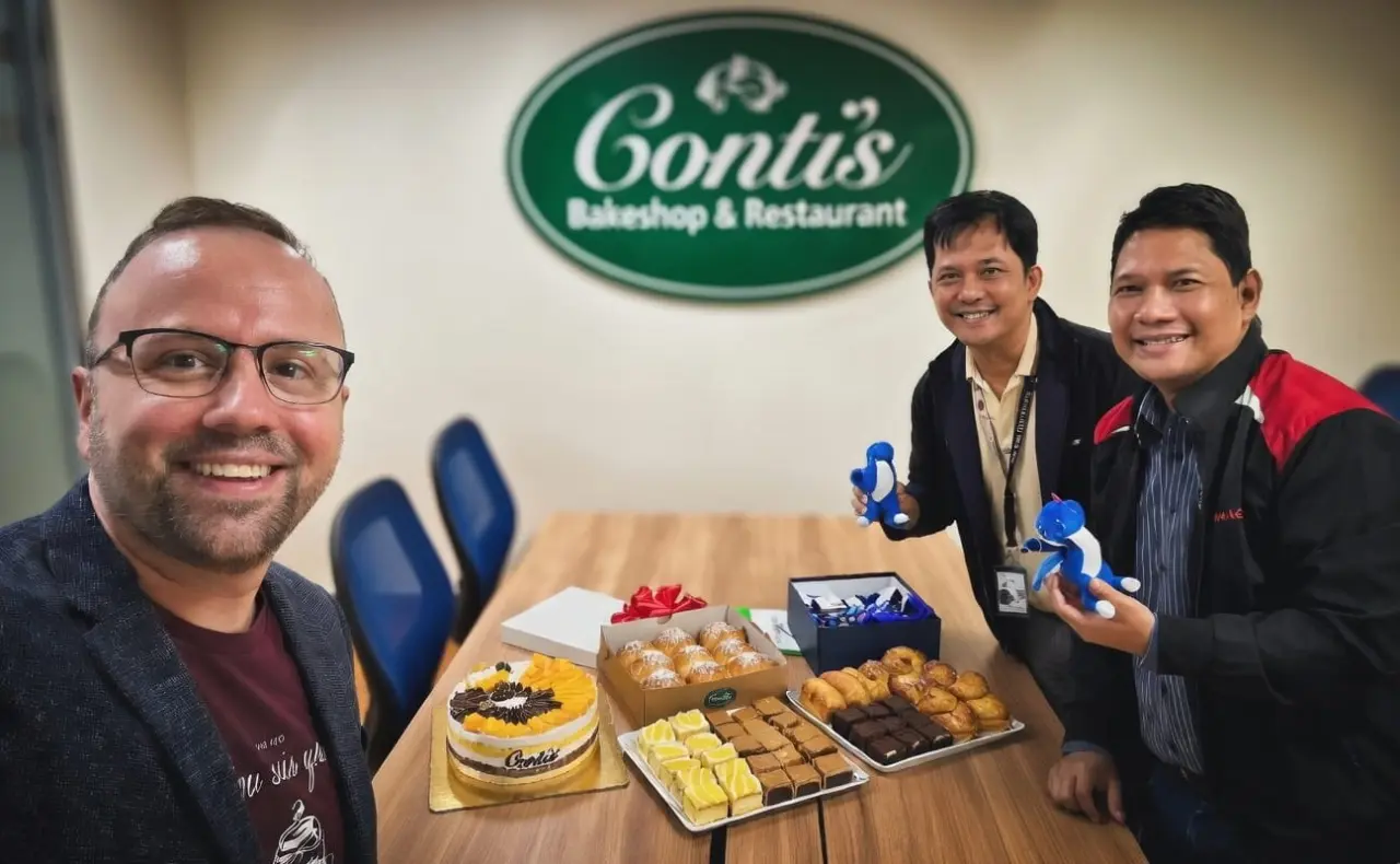 Sam Forde from Zapiet visiting the Conti's team