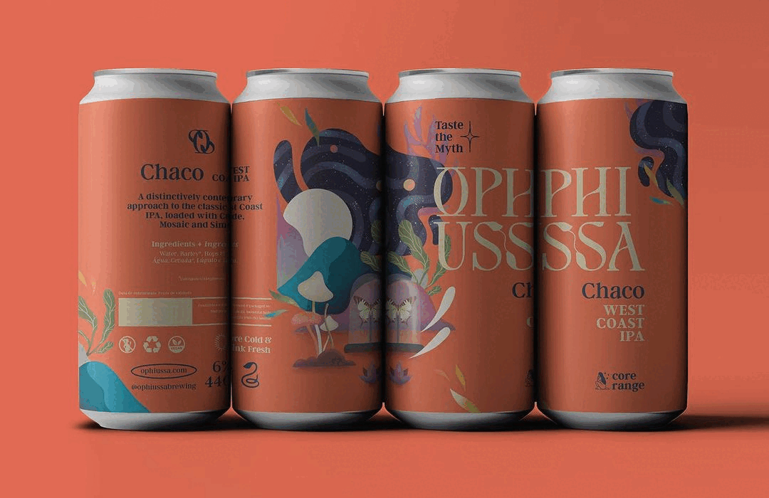 Ophiussa beer cans designed by Kruella Denfer