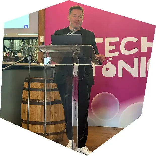 Andy Cargill speaking at Shopify Techtonic