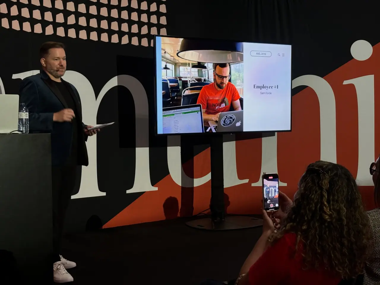 Andrew Cargill, co-founder of Zapiet, speaking at Shopify Editions 2024 in Toronto, Canada.
