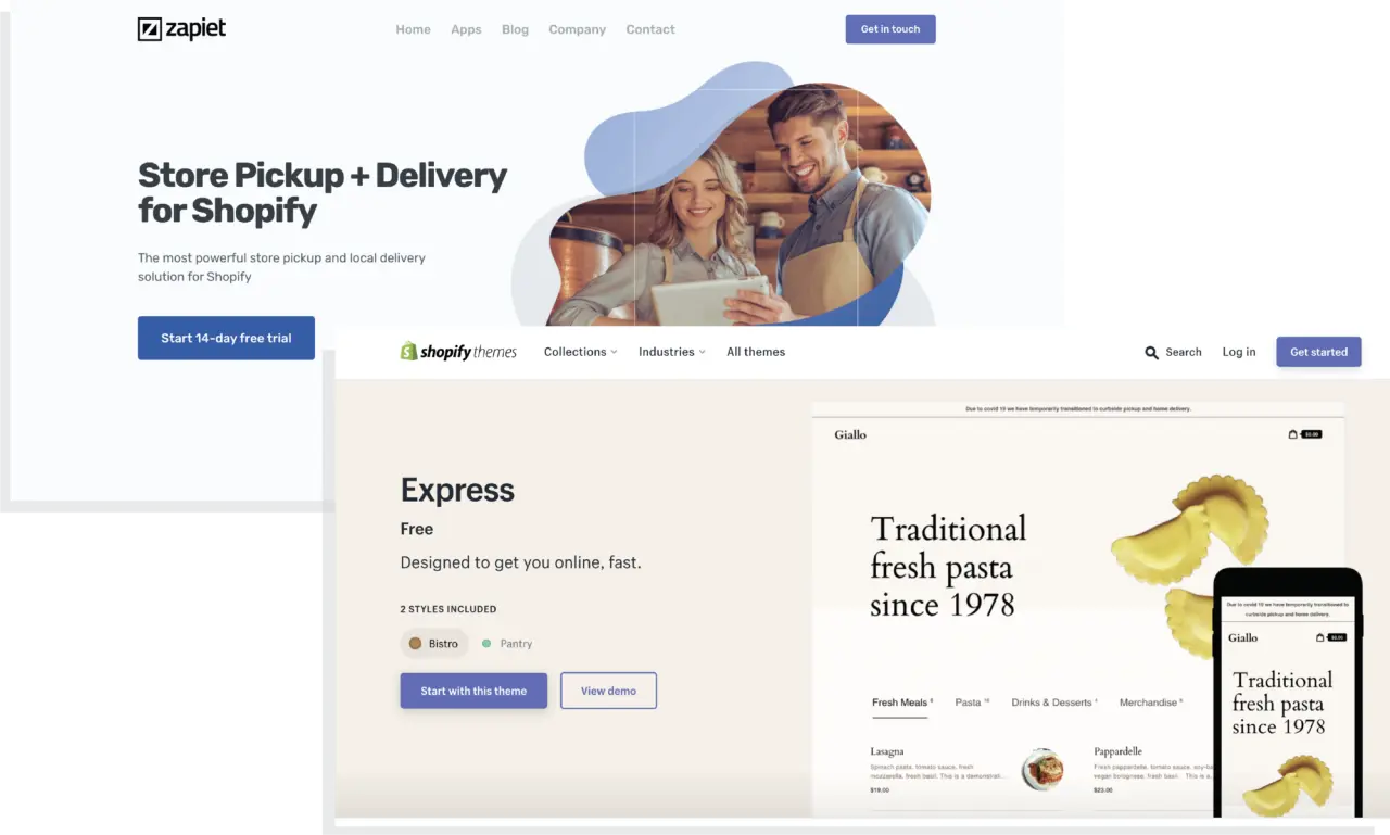 Zapiet - Pickup + Delivery and the new Express theme from Shopify