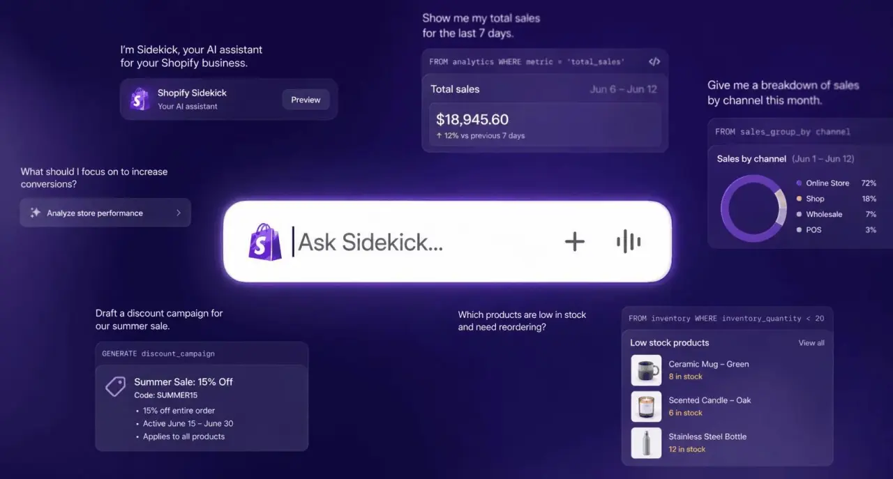 Sidekick open inside the Shopify admin, setting up an automation to tag customers based on their spending habits