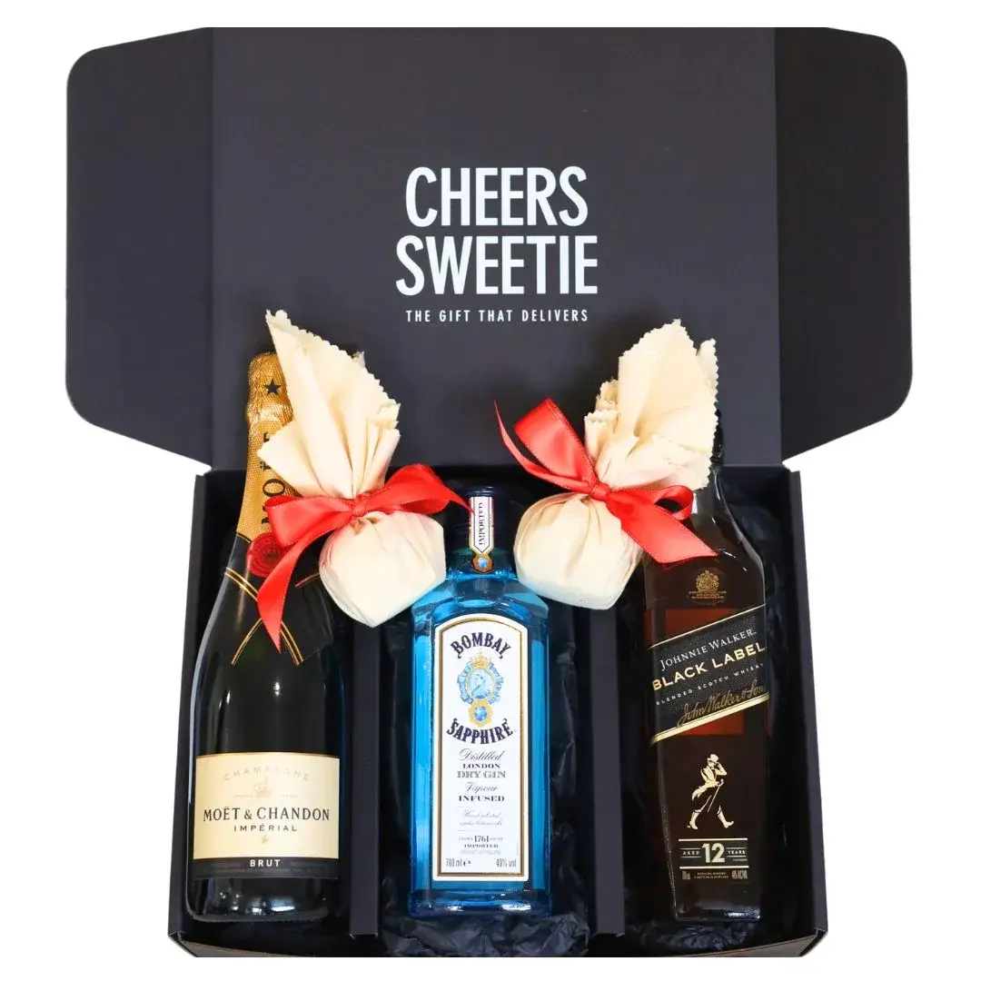 Cheers Sweetie Christmas Hamper: Moët, Gin & Scotch $285.00